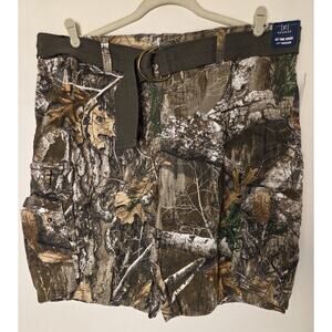 George Cargo Shorts Mens 40 Camo Real Tree Edge 11 Inch Belted NWT